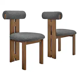 Torian Boucle Fabric Dining Chair Set of 2 by Modway - Brown