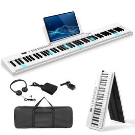 Winado - Fold 88-Key Full Size Semi-Weighted Digital Piano Electronic Keyboard+Bag Bluetooth MIDI APP Learning & Carrying Case