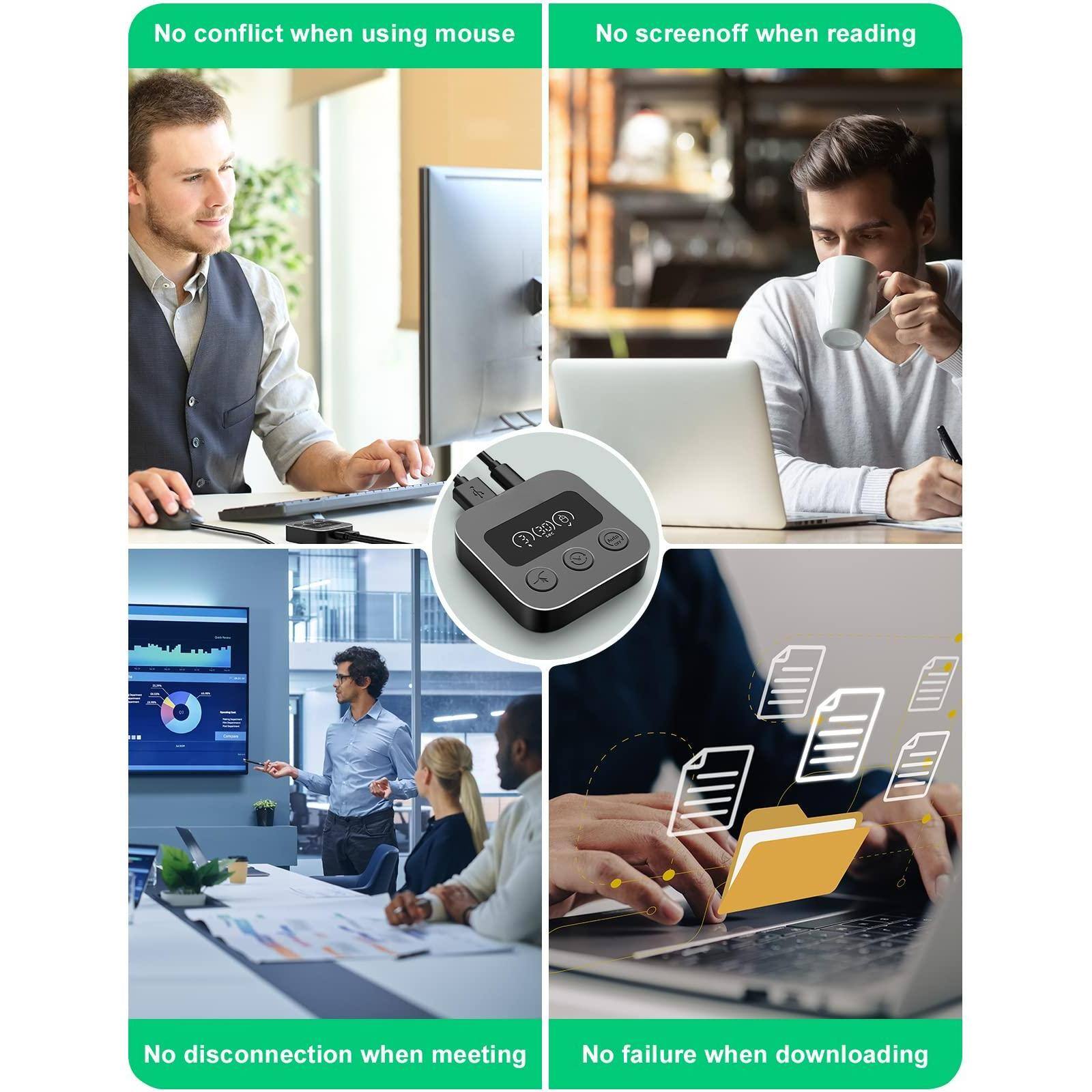 - No conflict when using mouse
- No screenoff when reading
- No disconnection when meeting
- No failure when downloading