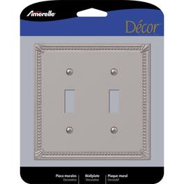 AMERELLE - Imperial Bead Brushed 2 gang Die-Cast Metal Toggle Wall Plate 1 pk - Nickel