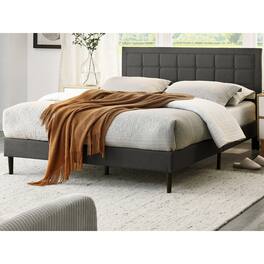 Decoro - Mornington Upholstered 2.0 Platform Bed w/ Metal Frame, Dark Grey, King - Dark Gray
