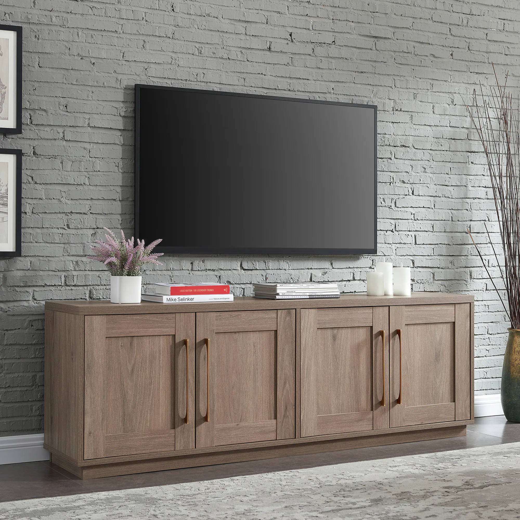 Alt View 1. Camden&Wells - Tillman TV Stand for Most TVs up to 75" - Antiqued Gray Oak.