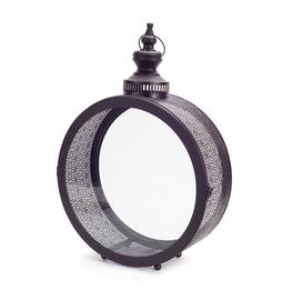 BreeBe - Ornate Metal Circle Lantern 22"D - Black