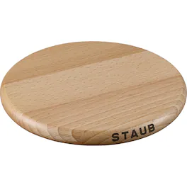 Staub - 9-inch Round Magnetic Wood Trivet - Brown