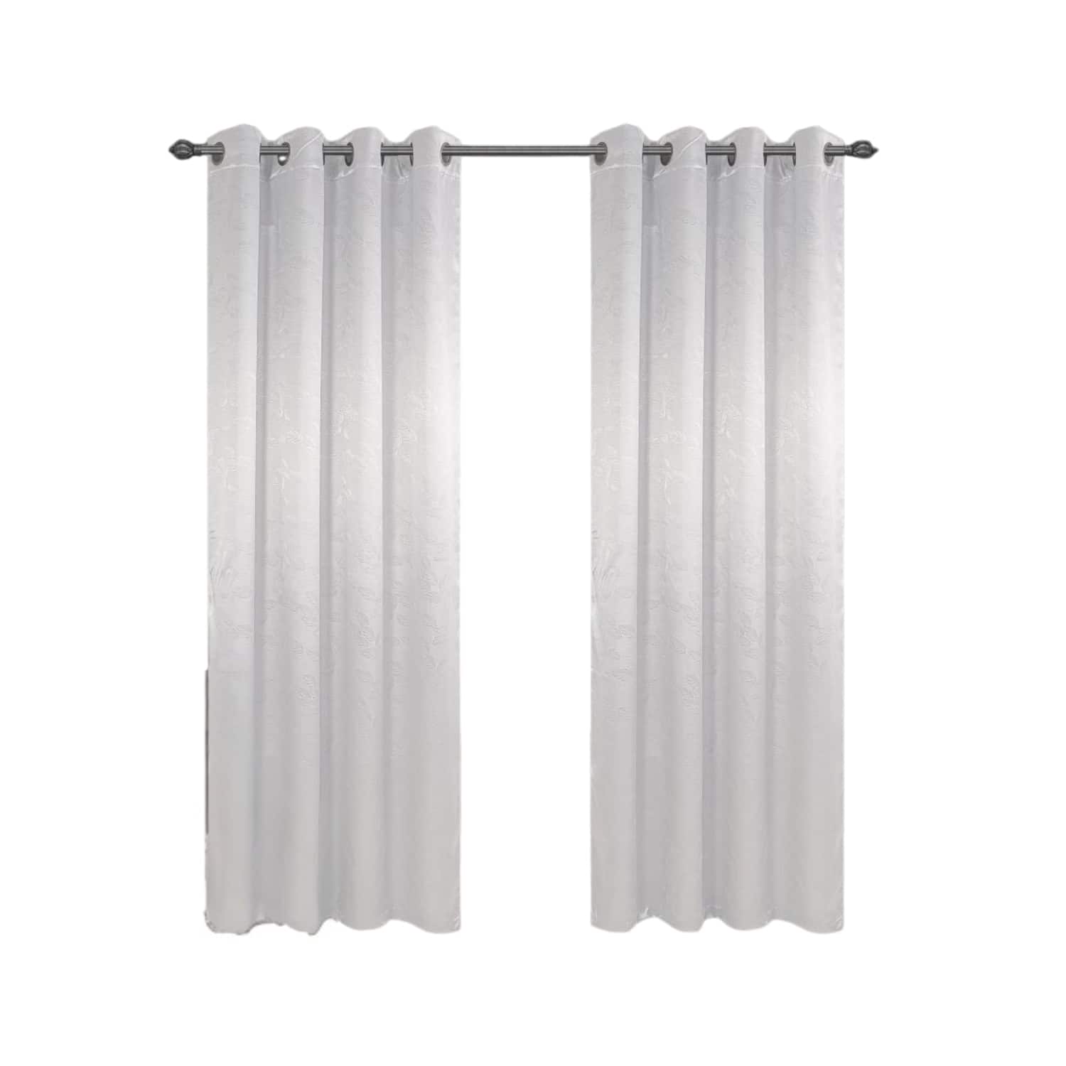 Olivia Gray - 100% Polyester 200 GSM Arlo Embossed Blackout Grommet Curtain Panel 54" x 84" - White