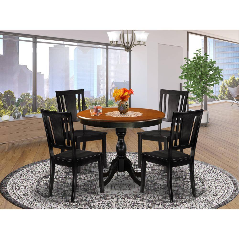 Angle. East West Furniture - East West Furniture 5-Piece Dining Room Table Set Contains a Dining Table and 4 Wooden Dining Chairs with Panel Back - - Multi-Color.