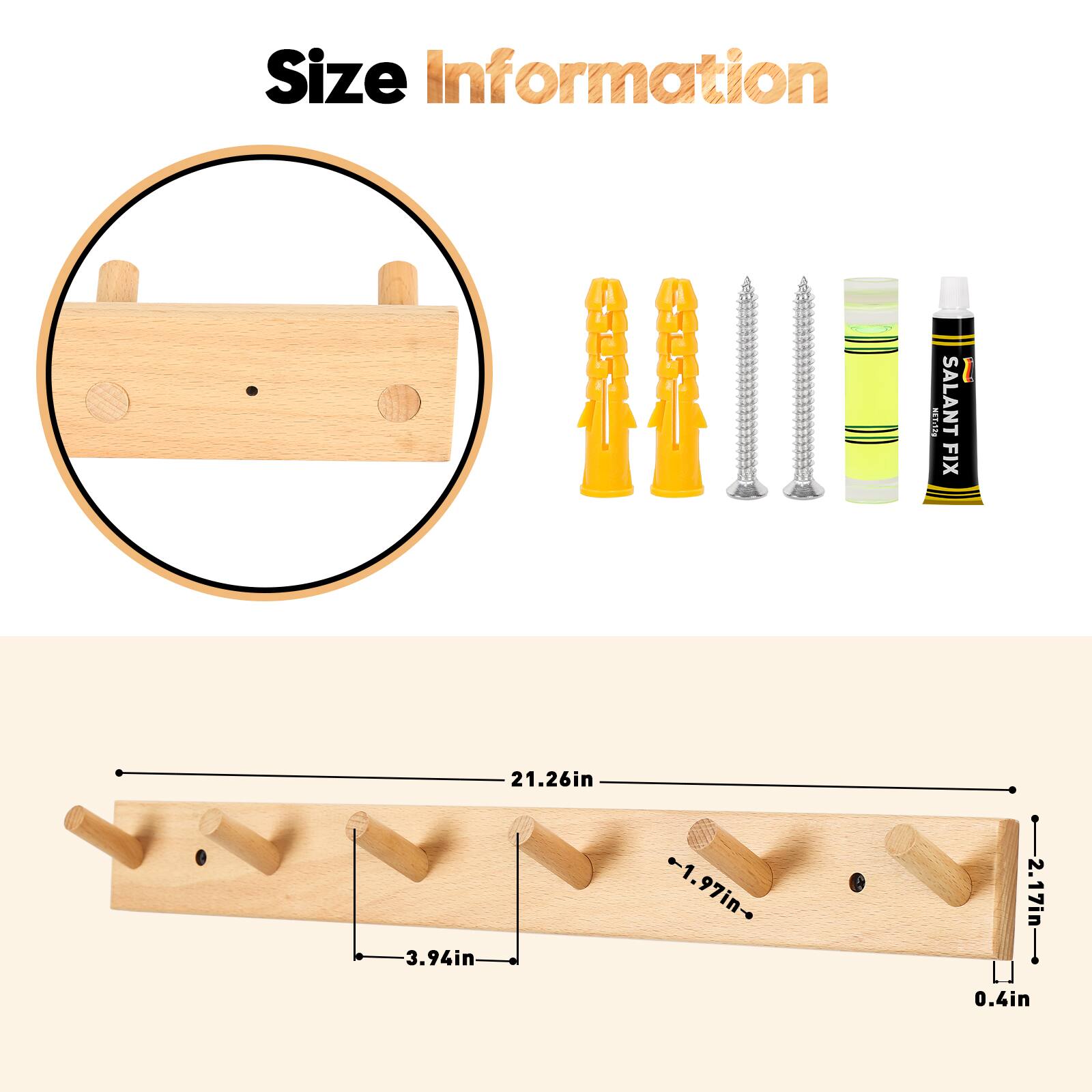 Size Information

- Length: 21.26in
- Width: 3.94in
- Height: 1.97in
- Thickness: 0.4in