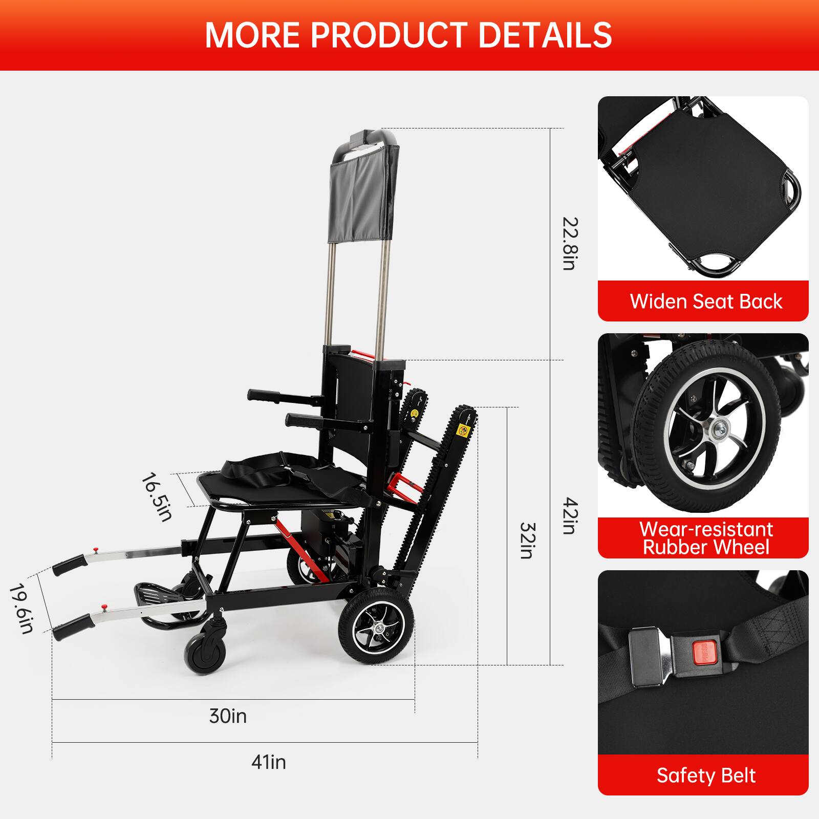 Alt View 2. Topteng - Portable Electric Stair Climbing Wheelchair - 350LB Load, Foldable Design, Heavy Duty Assist Track Stair Chair for Adult - Black.