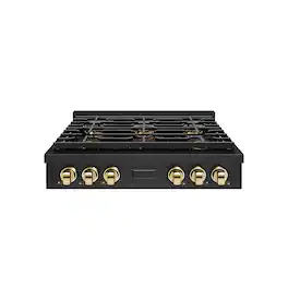 ZLINE - Autograph 36 in. Black Stainless Paramount Rangetop with 6 DuoPro Burners and Gold Accents (PSRTBZ-36-G) - Black Stainless Steel