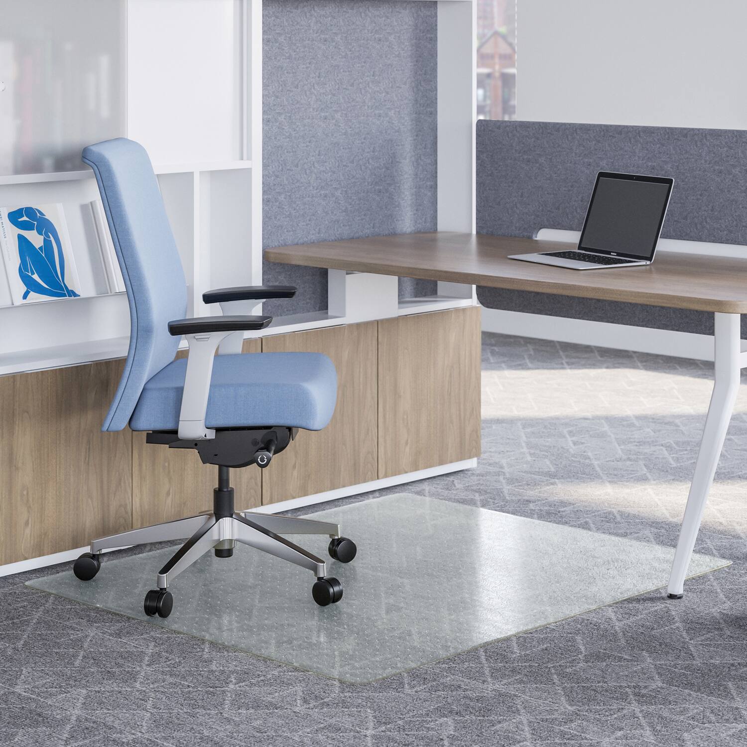 Back. Deflecto - Deflecto Cm1k442focb Oceanmat Office Chair Mat For Carpets, 46 In. X 60 In. - clear.