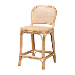 bali & pari - Adrena Modern Bohemian Natural Rattan Counter Stool - Natural Brown