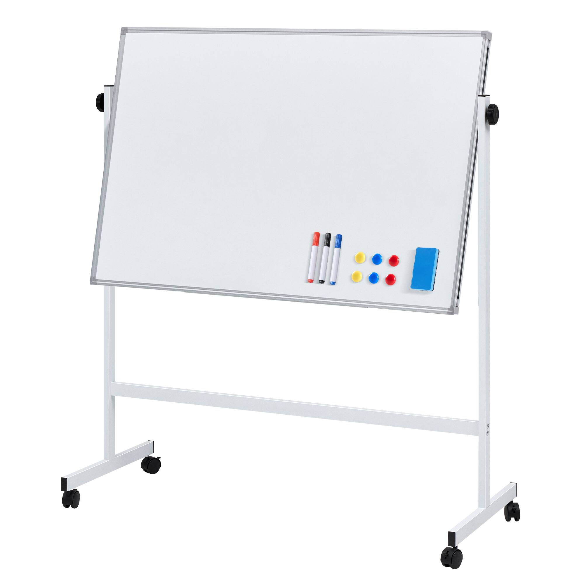 Angle. Anysun - 46" x 32" Mobile Magnetic Whiteboard - Aluminum Stand & Wheels for Home Office or Classroom.