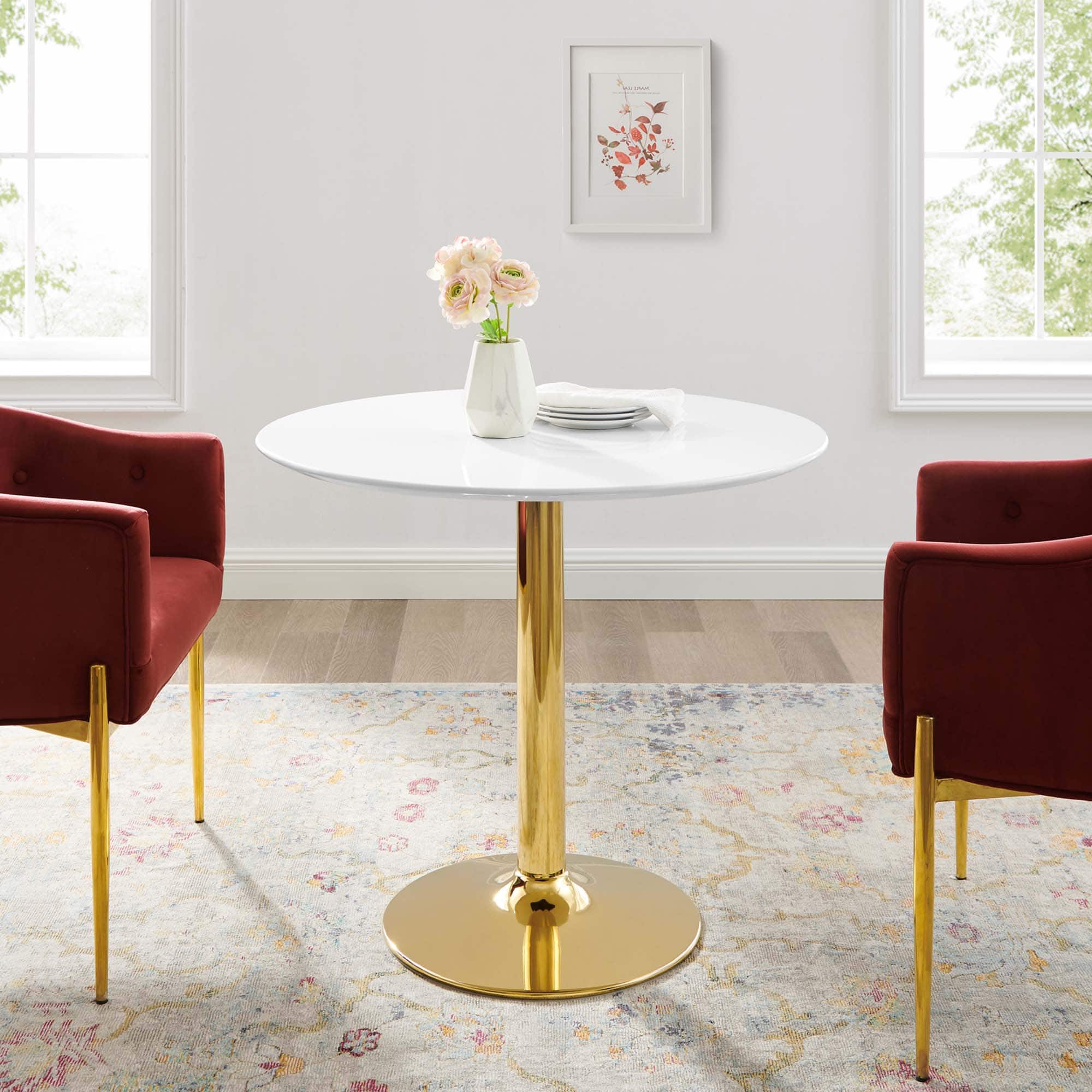 Verne 35" Dining Table by Modway - Gold White