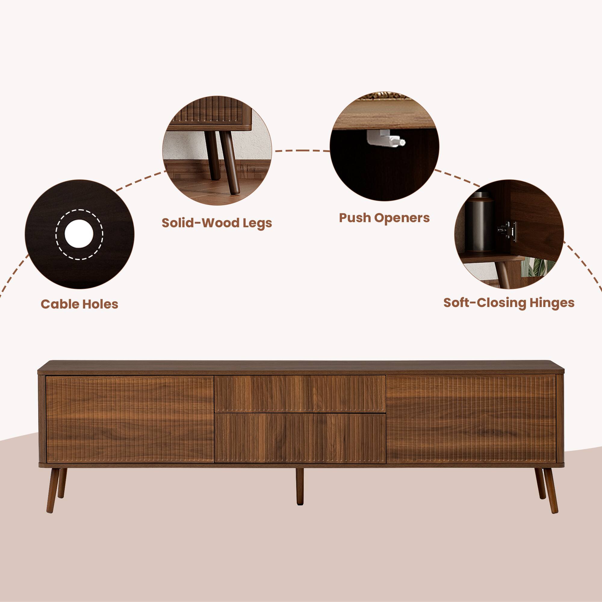 Solid-Wood Legs  
Push Openers  
Cable Holes  
Soft-Closing Hinges
