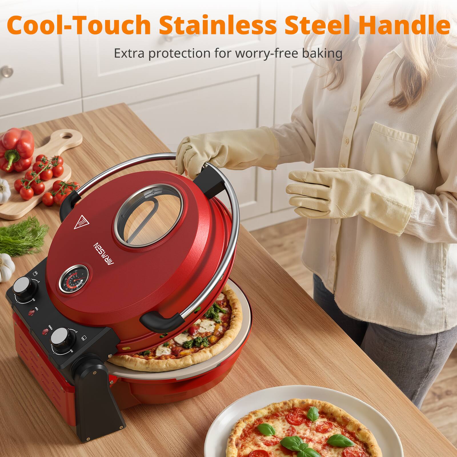 Cool-Touch Stainless Steel Handle
Extra protection for worry-free baking