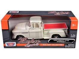 1955 Chevrolet 3100 Stepside Pickup Truck Cream w/White Interior "Timeless Legends" Series 1/24 Car Model by Motormax