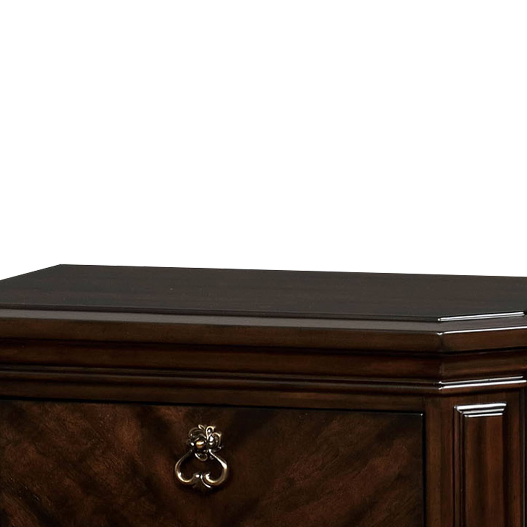 Alt View 1. Manhattan Lane - Two Drawer Solid Wood Nightstand with Clipped Corner - Brown.