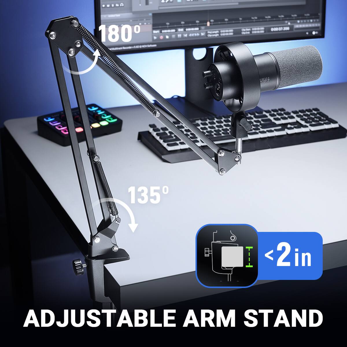 ! add 0 180° uyy .d 135° I <2in in ADJUSTABLE ARM STAND