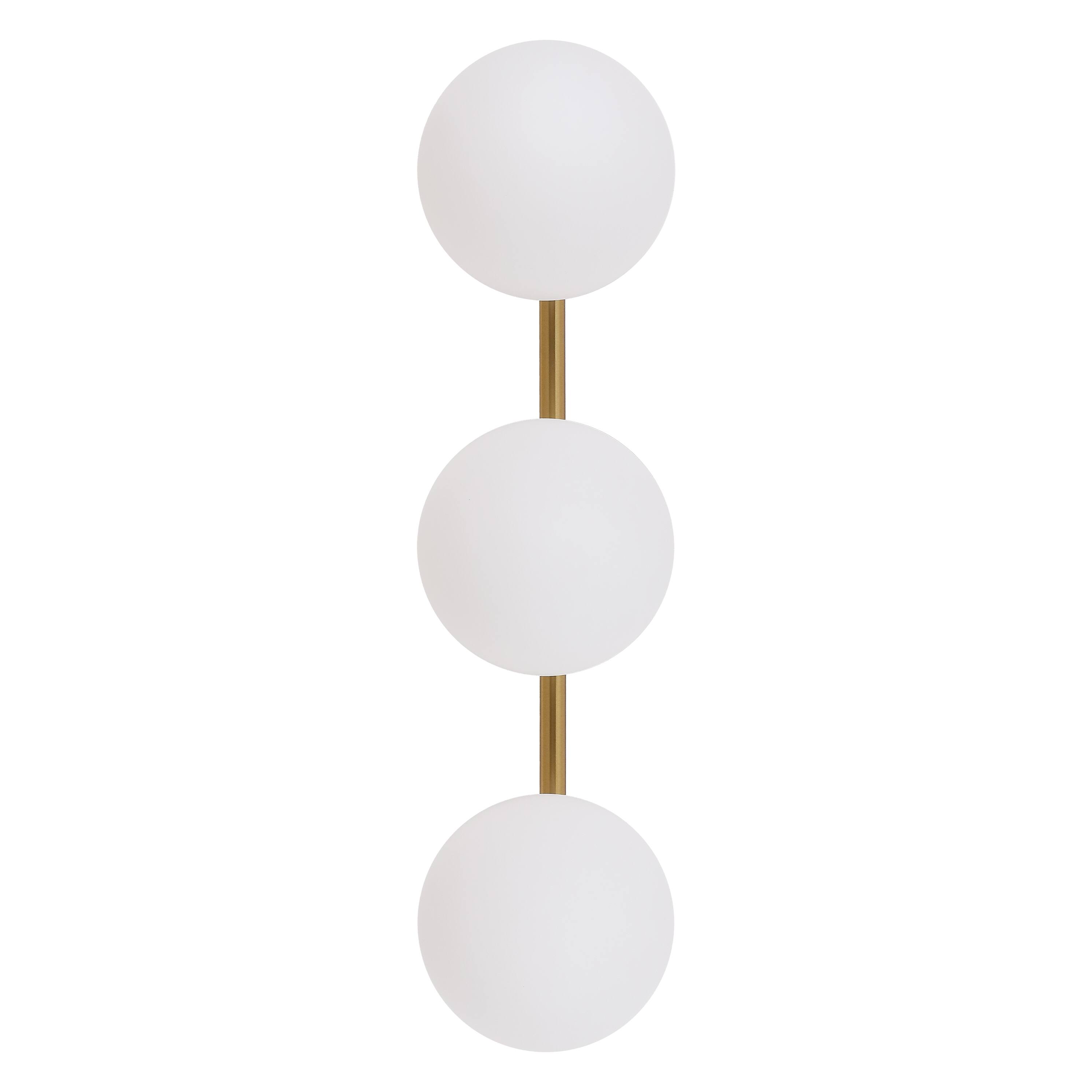 Alt View 8. Jonathan Y - Nash 23" Mid-Century Modern Brass Gold 3-Light Metal Vanity Light with White Glass Globe Shades Wall Sconce - Brass Gold.
