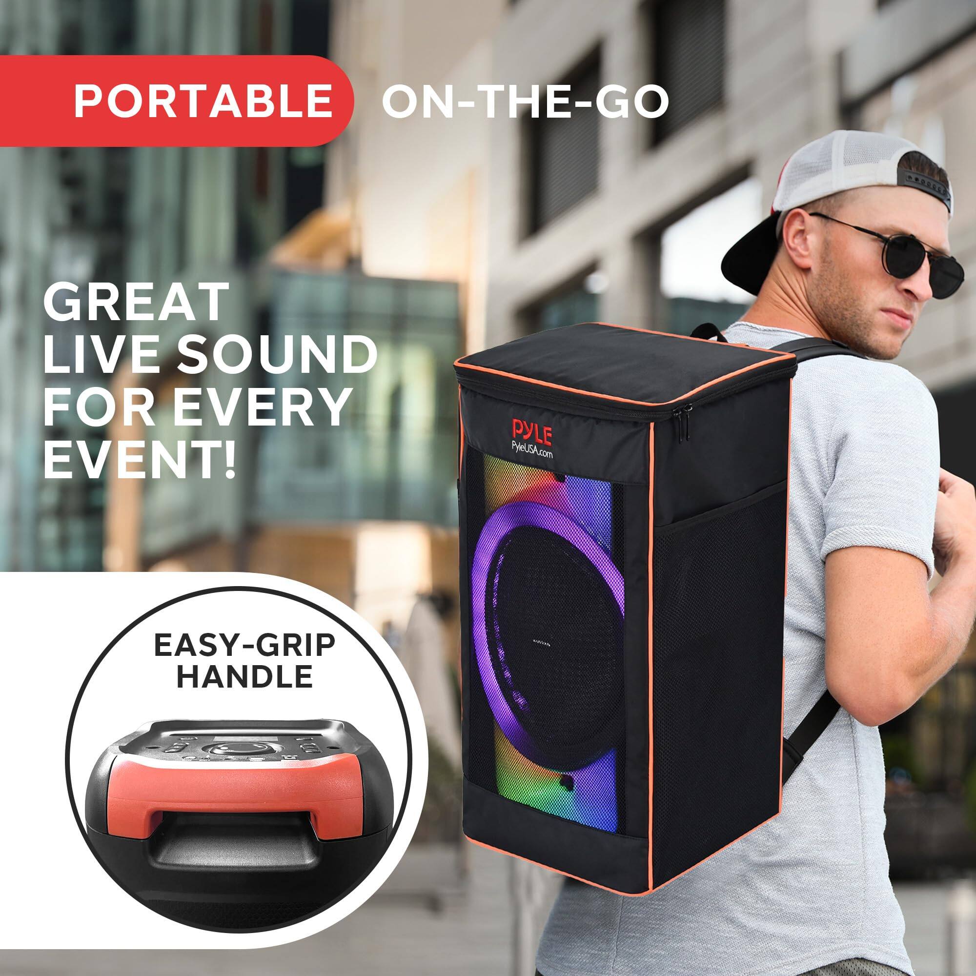 PORTABLE ON-THE-GO

GREAT LIVE SOUND FOR EVERY EVENT!

EASY-GRIP HANDLE

PYLE
PYLE.com