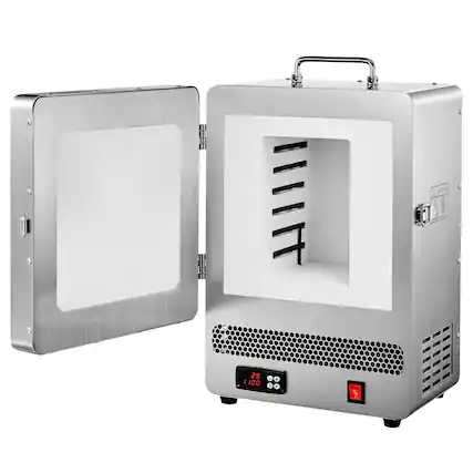 Front. VEVOR - Electric Melting Furnace, 1650W Electric Kiln, Digital Melting Furnace with Max Temperature 2192℉/1200℃ for Lost-Wax - Silver.