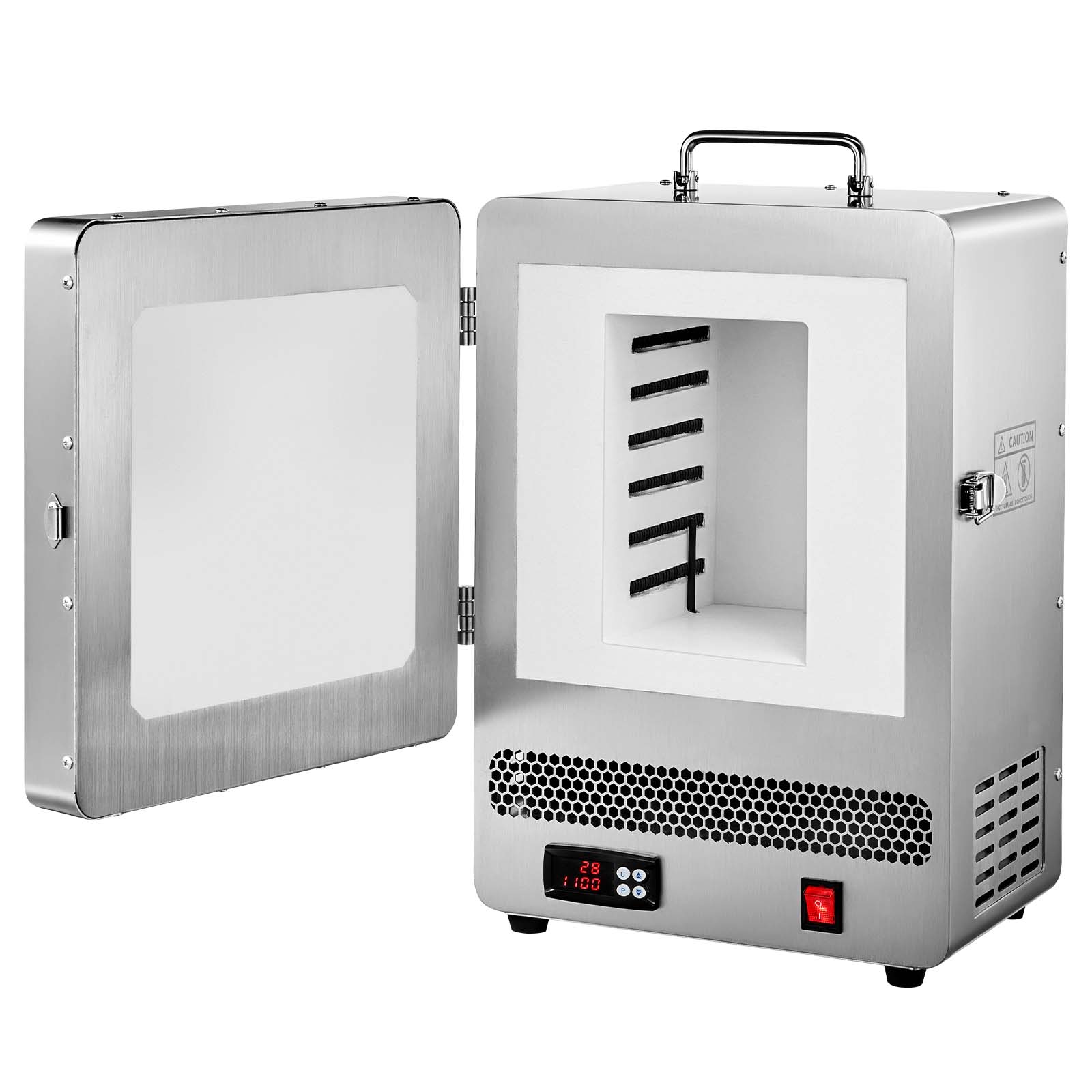 Front. VEVOR - Electric Melting Furnace, 1650W Electric Kiln, Digital Melting Furnace with Max Temperature 2192℉/1200℃ for Lost-Wax - Silver.