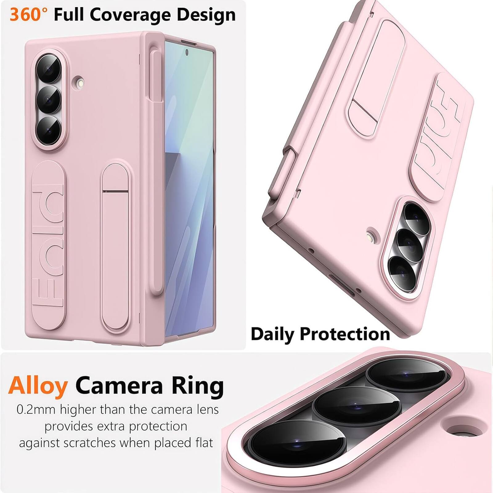 360° Full Coverage Design

Alloy Camera Ring
0.2mm higher than the camera lens provides extra protection against scratches when placed flat

Daily Protection