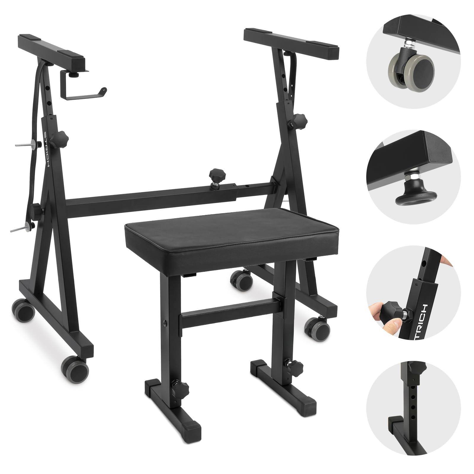 Alt View 5. MAGICAL RUBS - Piano Stand Stool Set Portable Heavy Duty For 54-88 Key Electric Digital Pianos & Adjustable Bench Chair Black Skt-02... - Default.