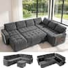 Front. Dyonery - Dyonery 7-Seat Modular Sectional Sleeper Sofa with Pull-Out Bed, Reclining Backrest, USB Ports, Table, LED Lights,Gray - Gray.