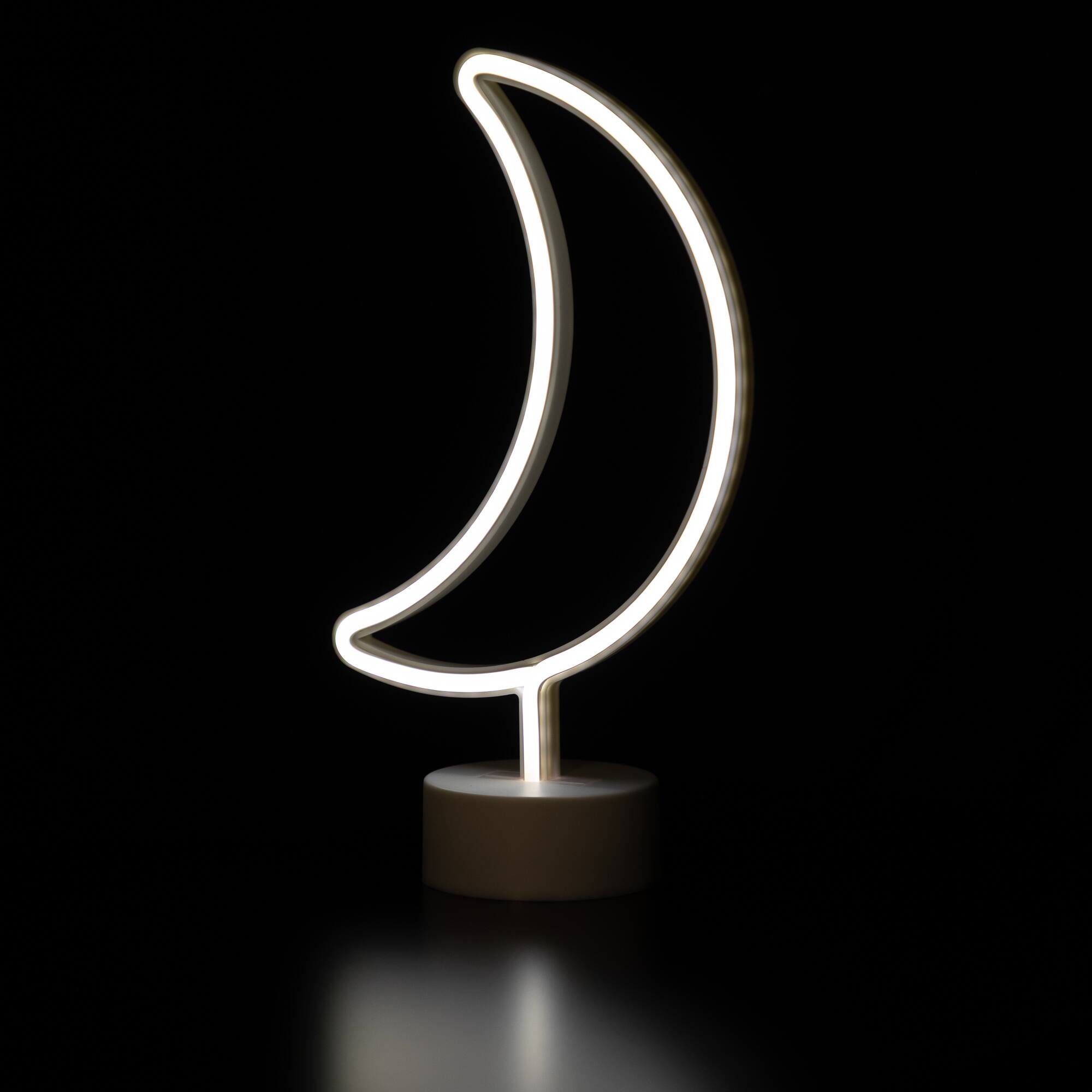 Alt View 4. Northlight - LED Crescent Moon Neon Table Light - 11.5" - White.