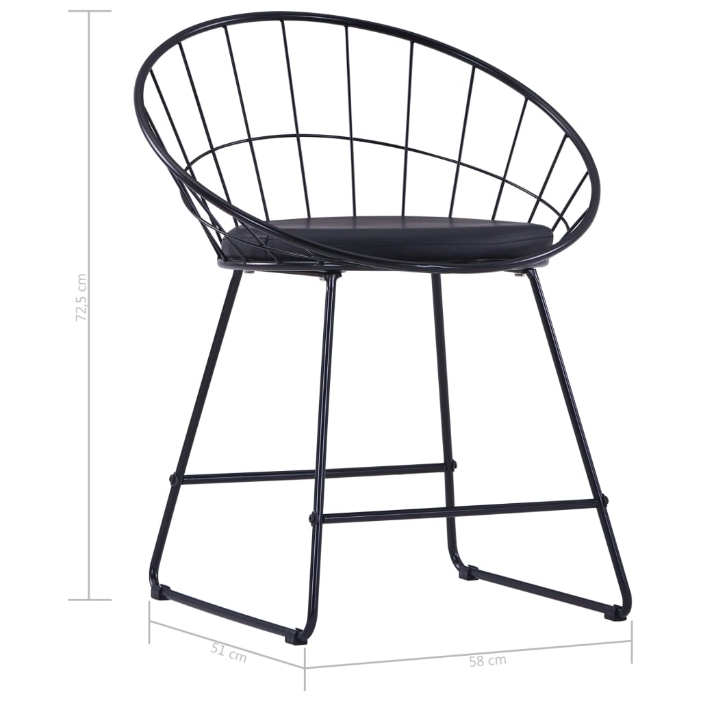 Alt View 7. Boyel Living - Indoor Dining Chair Set of 2 Black Powder-coated steel and faux leather - Black.