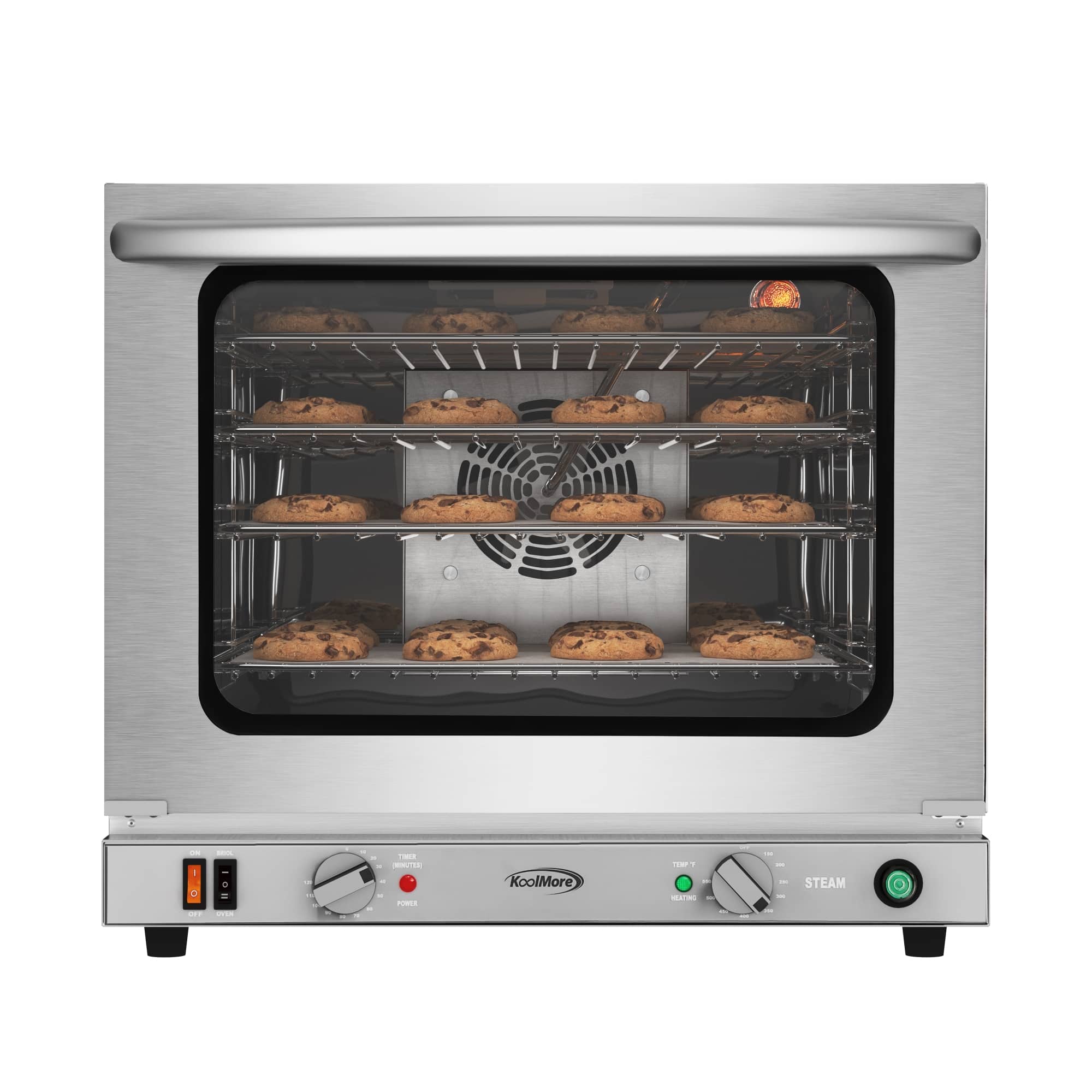 Koolmore - Countertop Convection Oven for Half-Size Pans with 4 Racks 2800W of Power and Steam Injection, 240V in Stainless-Steel - Stainless Steel