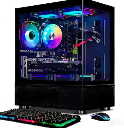 Front. STGAubron - STGAubron Gaming Desktop PC, Intel Core i7 up to 3.9G, Radeon RX 580 16G, 16GB RAM, 1TB SSD, WiFi, BT 5.0, Win11 Home - Black.