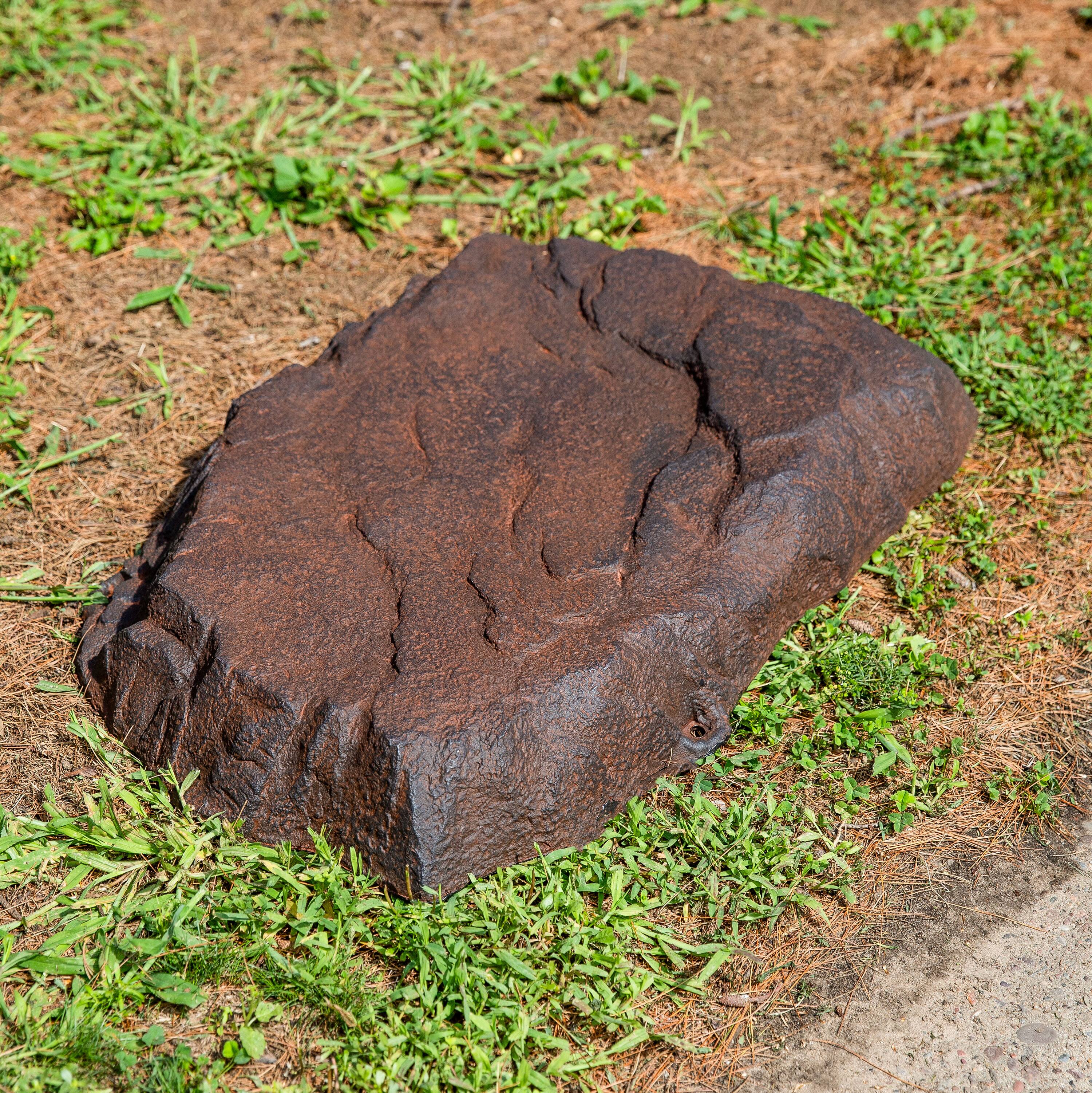 Alt View 7. Sunnydaze - Set of 2 Flat Artificial Landscape Rocks with Stakes - Brown.