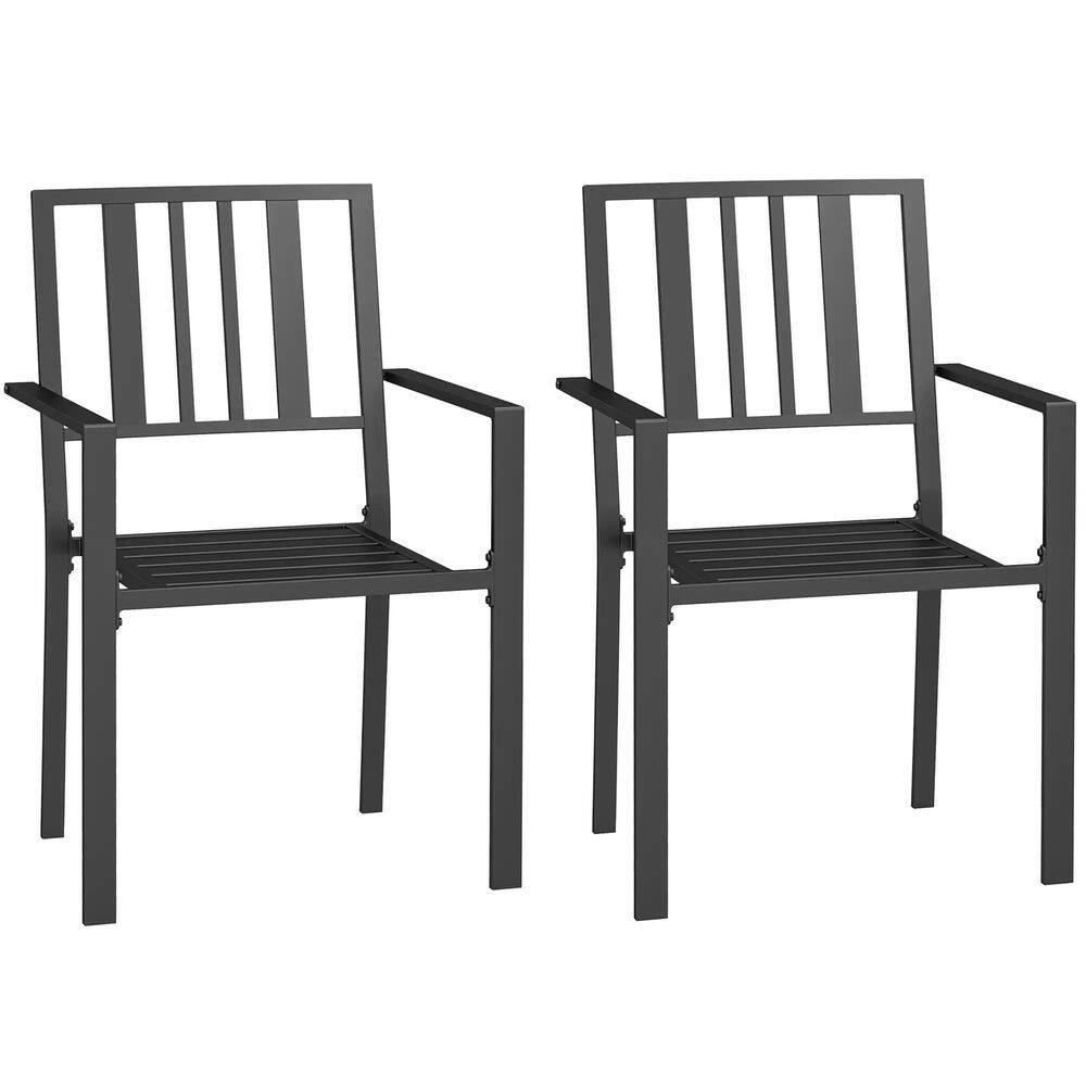 Alt View 7. Spaco - Spaco Patio Dining Chairs with Metal Slatted Design - Brown.