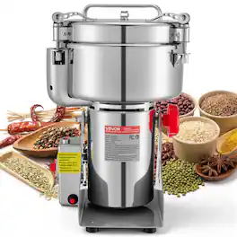 VEVOR - 2500g Electric Grain Mill Grinder, 3400W 32000RPM High Speed Spice Corn Dry Grinding Machine, Stainless Steel Pulverizer - Silver