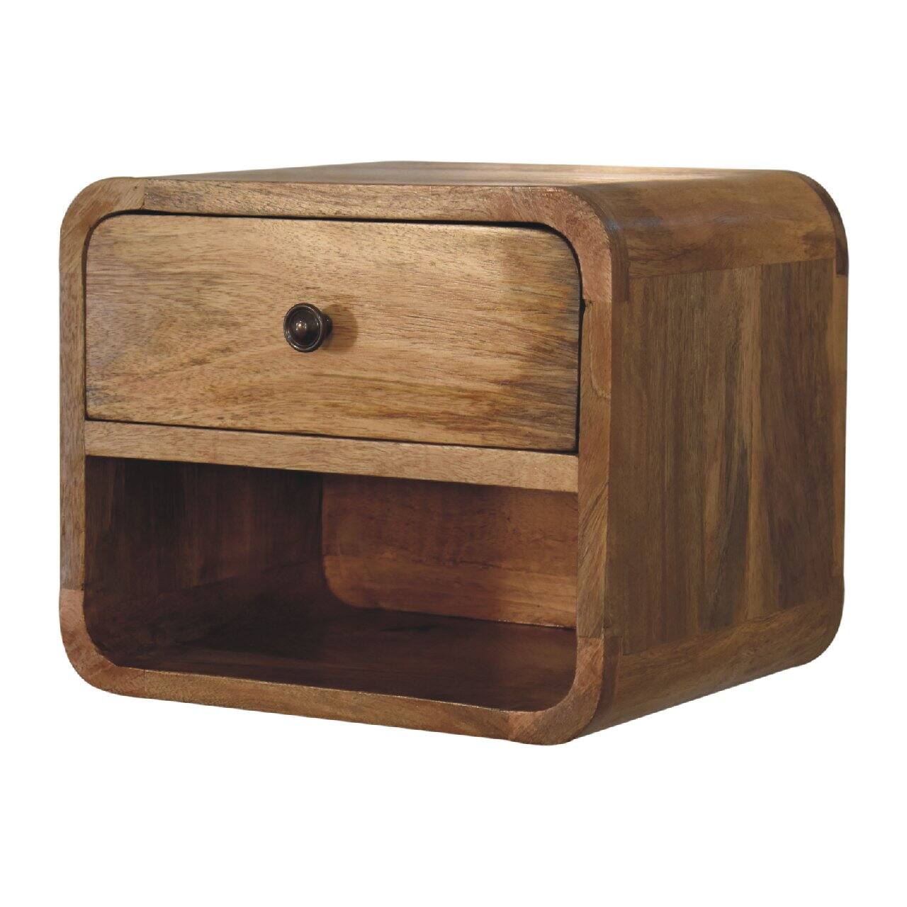 Back. Artisan Furniture - Artisan Furniture Solid Wood Mini Oak-ish Floating Open Nightstand, 1 Drawer, 1 Open Slot, Brown - Oak.