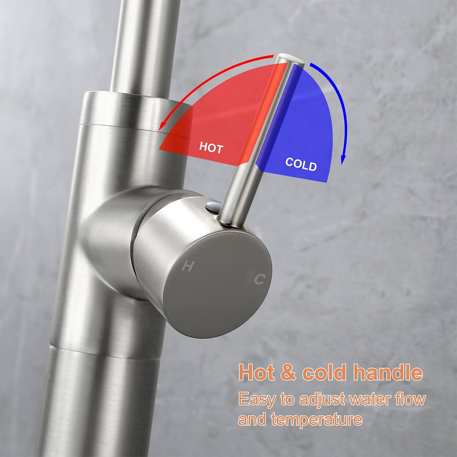 Hot & cold handle  
Easy to adjust water flow and temperature