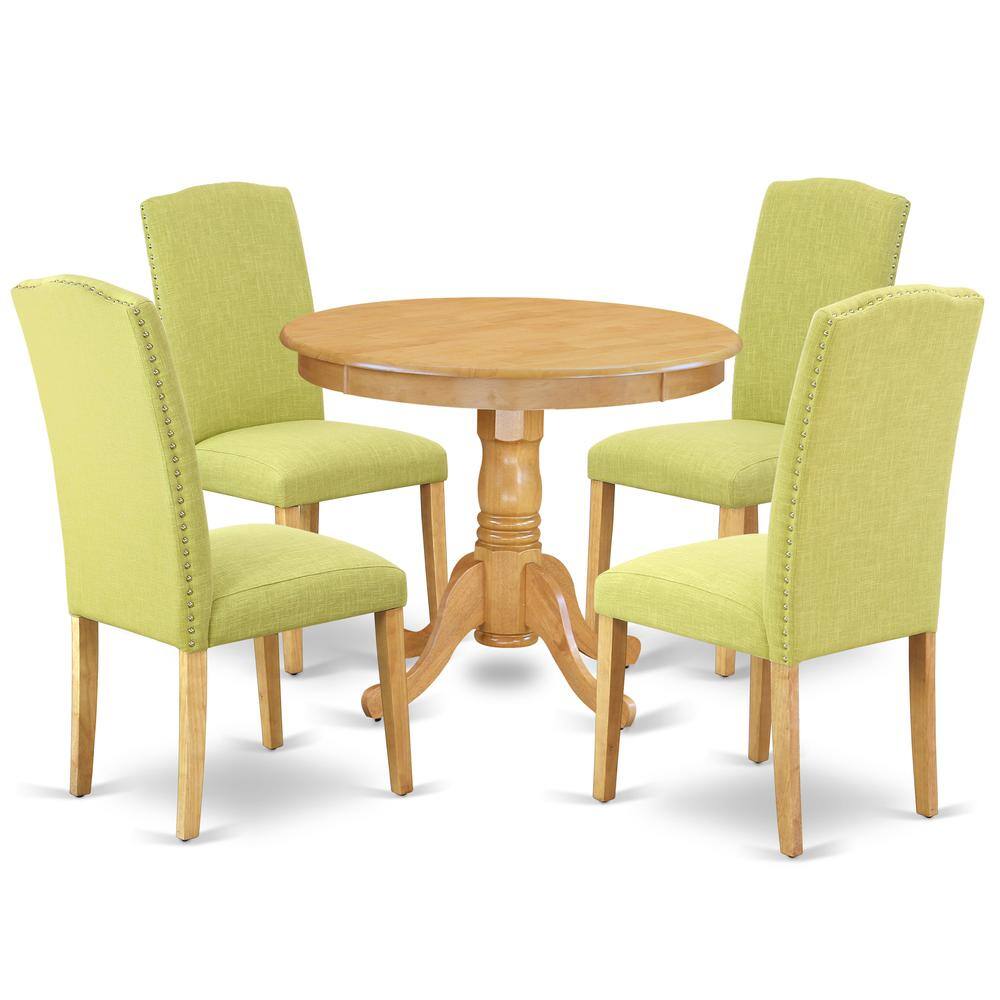 Back. East West Furniture - Dining Room Set Oak - Brown.