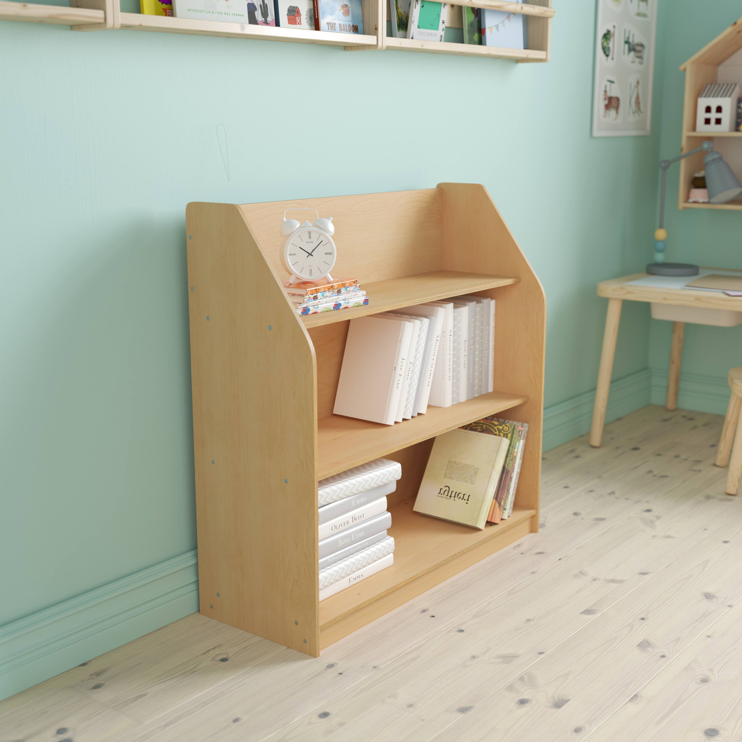 Alt View 12. Alamont Home - Kid Friendly Wooden Bookshelf with 3 Display Shelves - Natural.