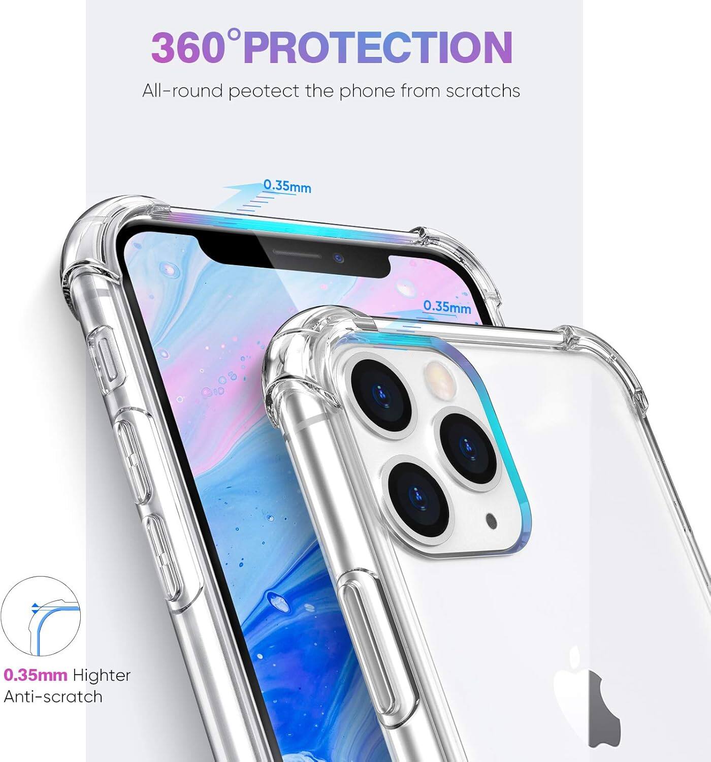 360° PROTECTION, All-round protect the phone from scratches, 0.35mm, 0.35mm, 0.35mm Higher Anti-scratch