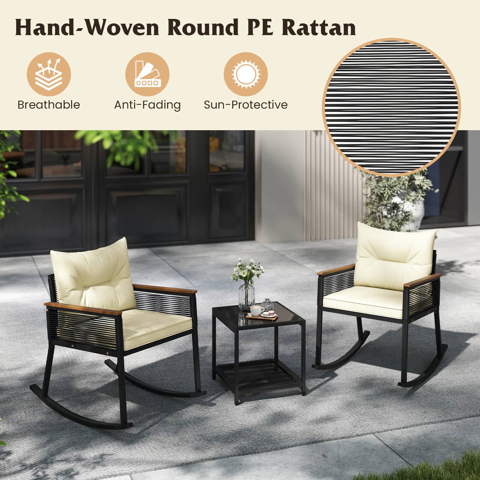 Hand-Woven Round PE Rattan
Breathable
Anti-Fading
Sun-Protective