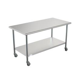 Koolmore - 30" x 60" 18-Gauge 304 Stainless Steel Commercial Work Table with Casters, CT3060-18C - Silver
