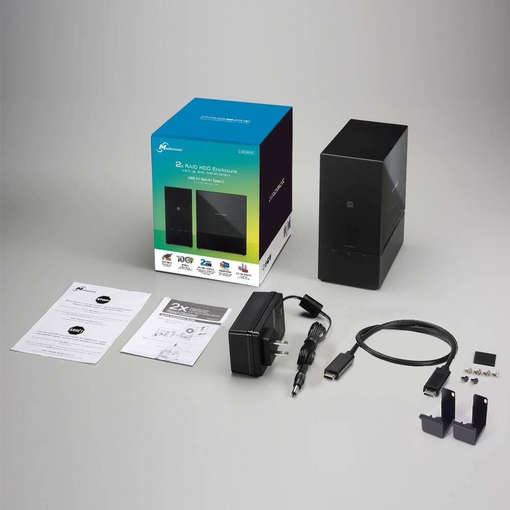 Ledianamic Designal 2K RAID HDD Enclosure 600 lock's USE 11 11Gon4/Type-C  
10G 2mg  
ARRT  
STOP  
Oser-Manual 2x
