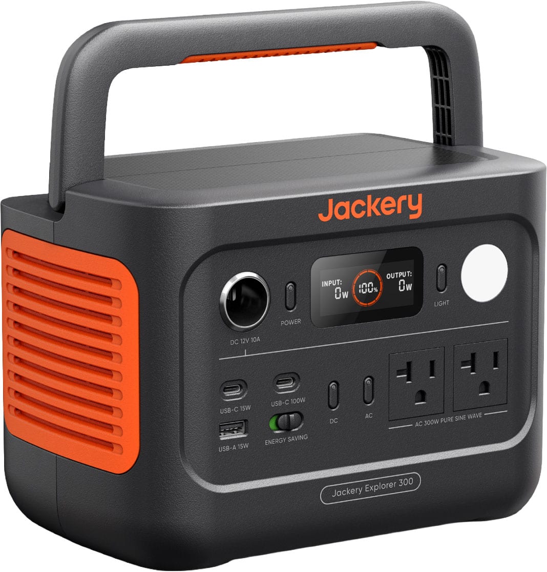 Jackery - Explorer 300 v2 (288Wh) Portable Power Station for Outdoor Camping, Hiking, RV, and Road Trips (288 Wh Capacity) - Black