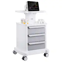 VEVOR - 4 Tiers Lab Carts, Lab Utility Cart with 3 Drawers & 1 Top Tray, Mobile Medical Cart with ABS Material, 4 Silent Wheels - White