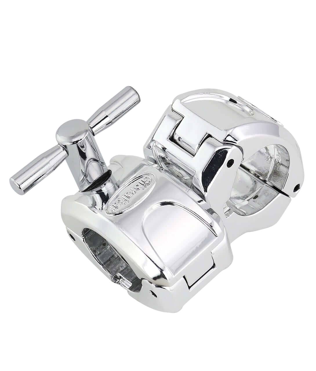 Back. Gibraltar Hardware - 1.5 Inch Chrome Quick Release Drum Rack T Leg Clamp, with Inline T Connector for Rack Bars, Fast Locking Wingnut Design.