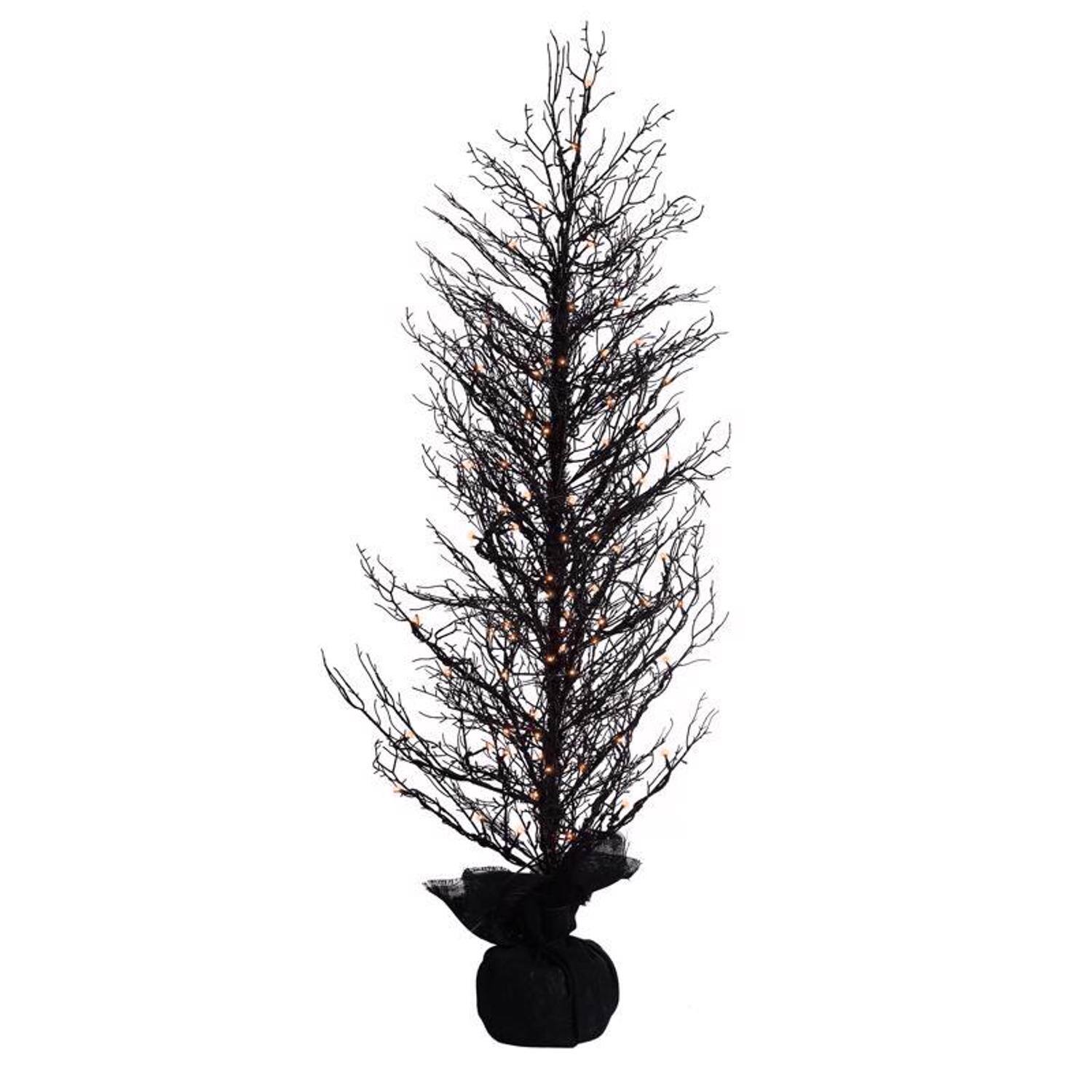 Front. Celebrations - Celebrations Halloween Orange/Purple 100 ct 5 ft. LED Prelit Twiggy Halloween Tree Halloween Decor - Black.