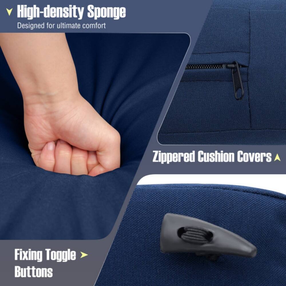 - High-density Sponge
  - Designed for ultimate comfort

- Zippered Cushion Covers

- Fixing Toggle Buttons