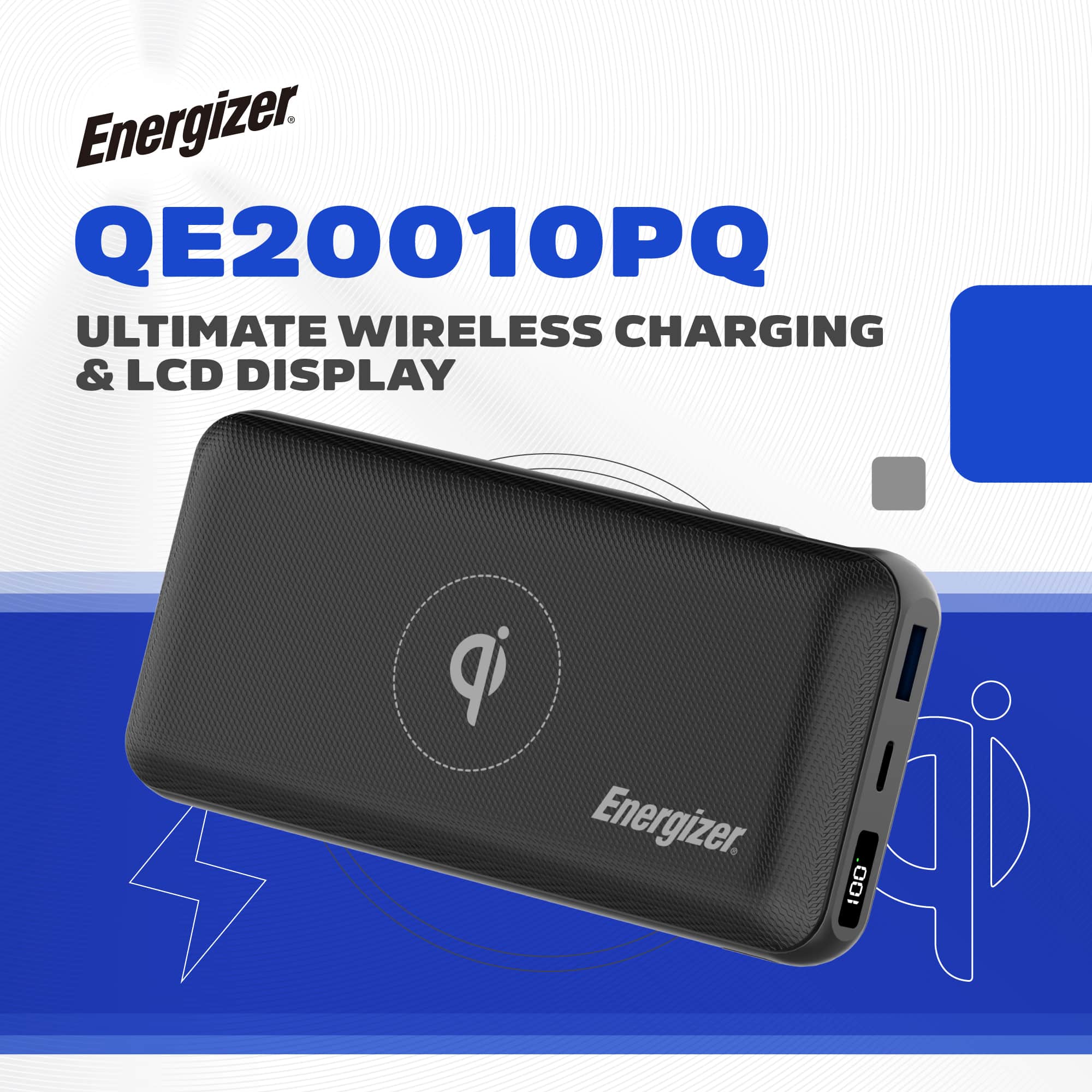 Energizer QE20010PQ Ultimate Wireless Charging & LCD Display